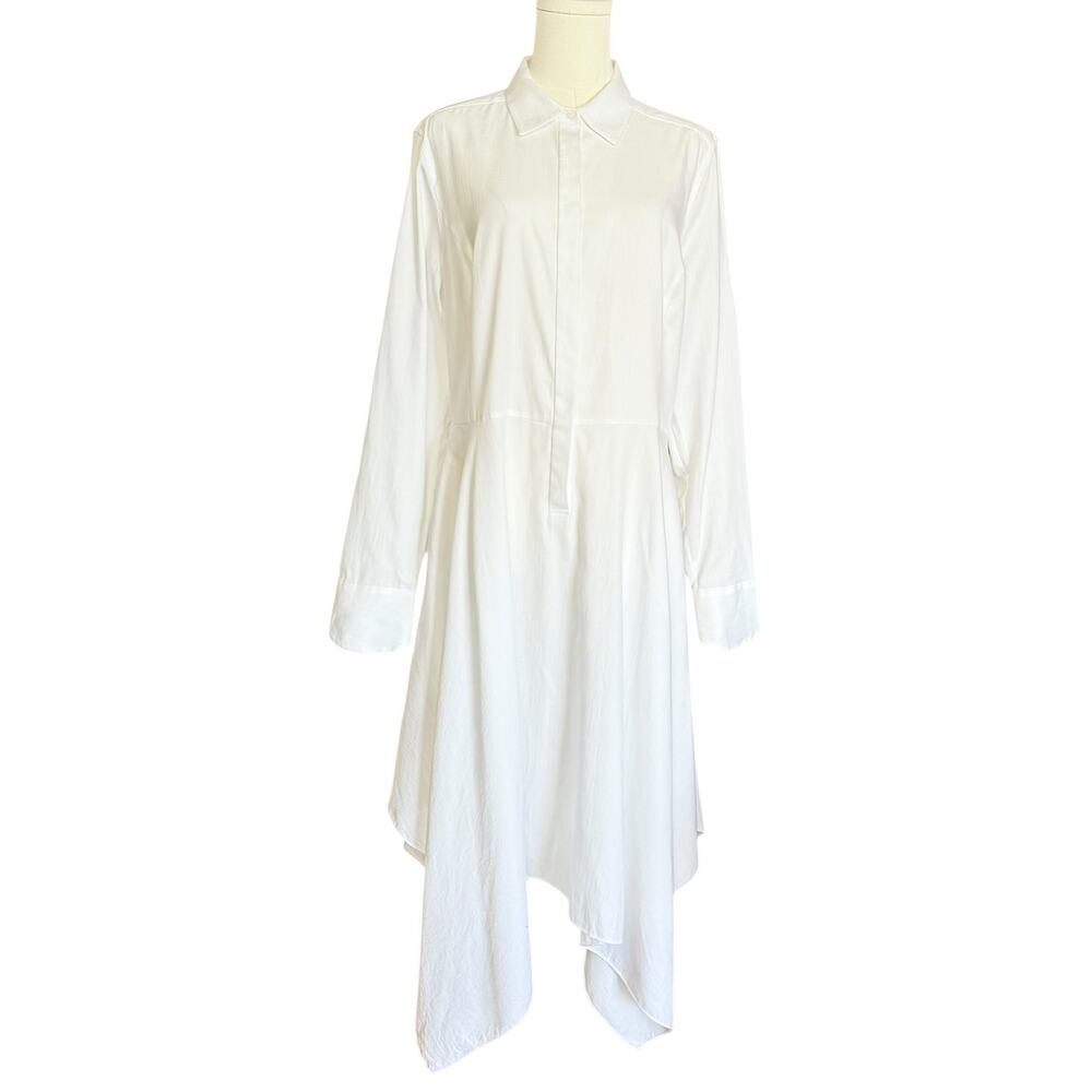 BcbgMaxazria Beatryce White Asymmetrical White Dress Size L 100% Cotton - Picture 4 of 16